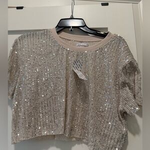 NWT Urban Outfitters sequin cropped tee